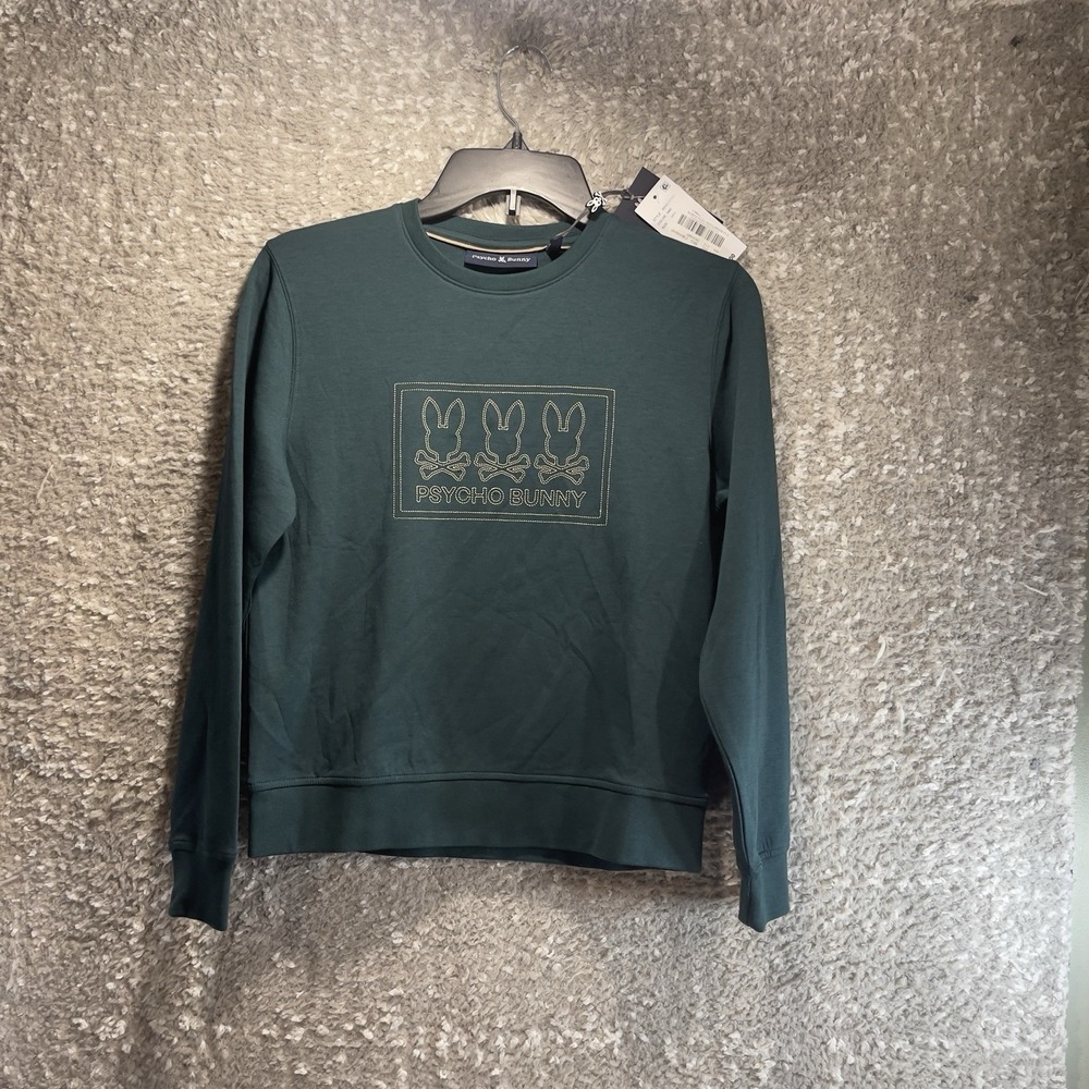 Psycho Bunny‎ Sweatshirt Kids M, 10-12 Green Tacoma Crew Neck Pullover Soft NWT